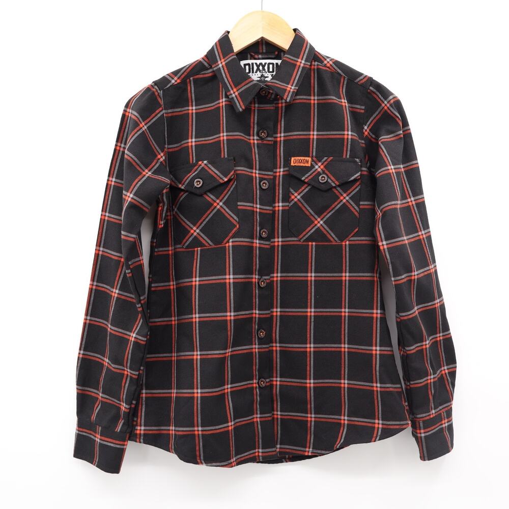 Dixxon S Women's The Scarecrow Flannel Black Orange Grey Plaid Halloween Fall